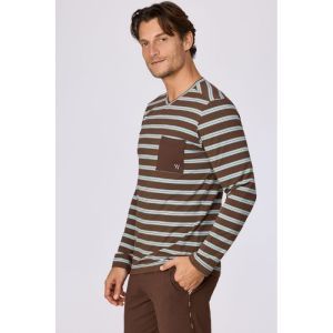 Herenpyjama lange mouwen 982 bruine stre