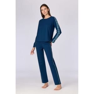 Damespyjama lange mouwen 881 donkerblauw