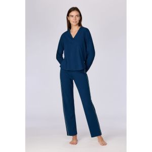 Damespyjama lange mouwen 881 donkerblauw