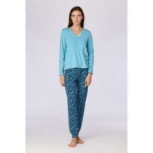 Dames pyjama lange mouwen 824 blauw