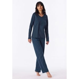 Damespyjama lange mouwen 860 deep blue