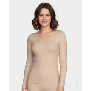 Thermo shirt lange mouw v-neck 144 beige